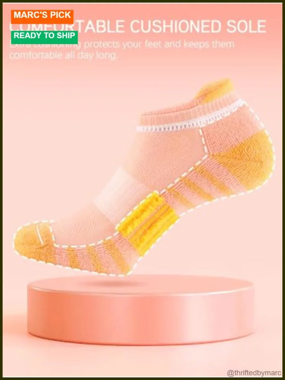 Athletic Running Ankle Cotton Socks, Low Cut Cushioned Anti-Blister Tab Sports